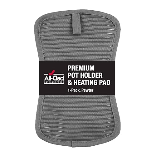 All-Clad Premium Pot Holder & Hot Pad: Heat Resistant to 500 Degrees - 100% Cotton, 10''x6.25'' Hot Pad for Kitchen and Barbeque, (1-Pack), Pewter