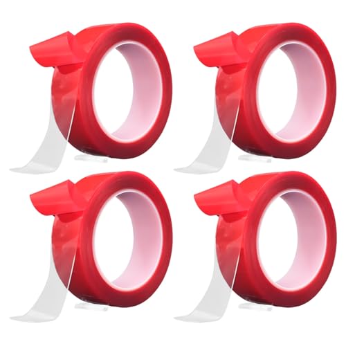 Kronabelle 4 Pcs Double Sided Acrylic Tape, 1.2 in Wide, 0.02 in Thick, 196.9 in Long, Heavy Duty, Clear Mounting Tape, Removable for Hanging