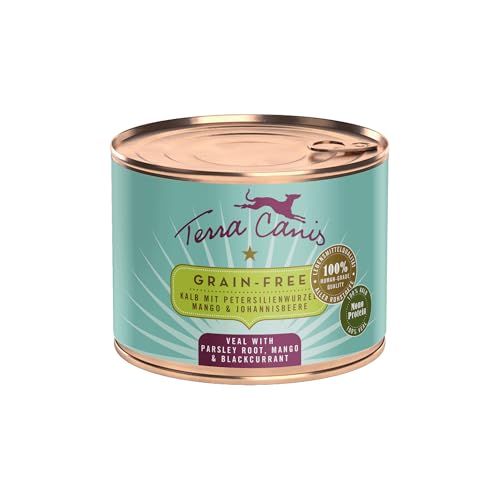 Terra Canis Kalb, Petersilienwurzel, Mango & Johannisbeere - Getreidefreies Nassfutter, 200g I Premium Hundefutter in 100% Lebensmittelqualität Aller Rohstoffe I Reichhaltig, gesund & glutenfrei