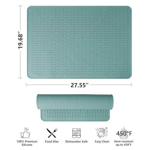 Image of YUHFERA Stove Top Cover for Electric Stove - Silicone Stove Mat for Glass Top, Glass Cooktop Protector, XL Dish Drying Mats for Kitchen,Oven Covers for Electric Stove (Aqua,28 x 20)