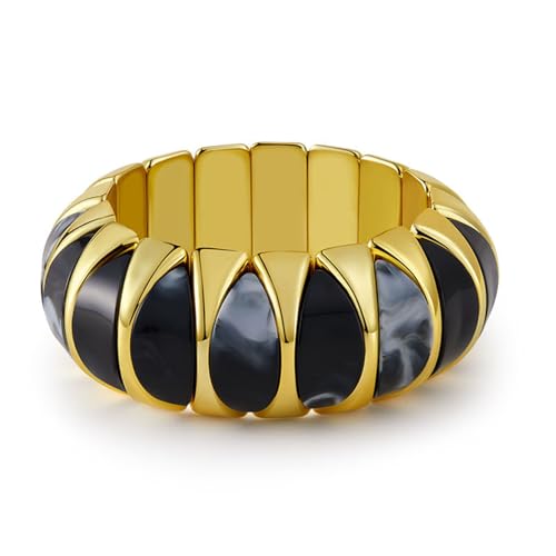 HIIXHC Acrylic Chunky Bangles Bracelets for Women Resin Gold Stretch Bracelets for Women Gift Jewelry