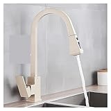 KMXNSJZS Grifo De Cocina Extraíble Cuadrado Negro, Monomando con Rotación De 360 Grados, para Agua Caliente Y Fría, Grifo Mezclador para Lavabo, Grifo Grúa para Cocina, Lunares Beige