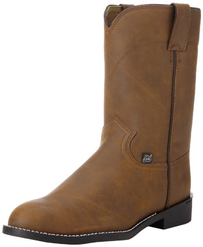 Justin Boots Men's 3001 Farm & Ranch 10" Boot Roper Toe Rubber Outsole,Crazy Cow,10.5 D US