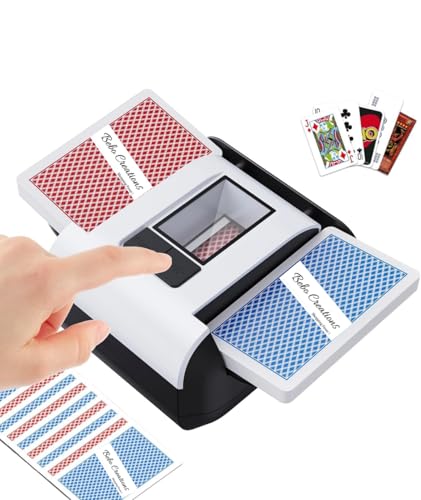 Image of BEBO CREATIONS Adult Automatic Card Game Shuffler - One-Press AUTO & Manual Mode,Electric Shuffling Machine for 1-2 Decks,Low Noise,Rechargeable & Portable Shuffler Machine for Poker,UNO,Blackjack