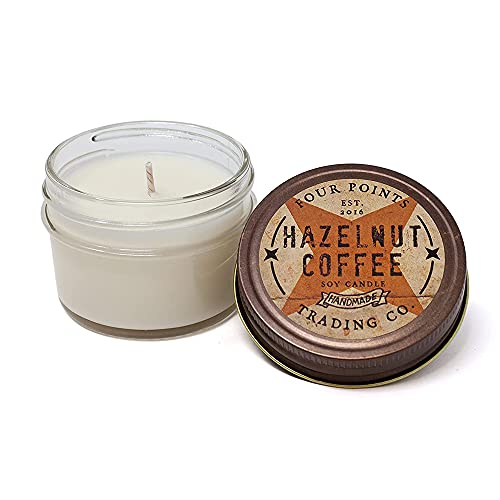 Four Points Trading Co. Hazelnut Coffee 4 Oz Scented Soy Aromatherapy Candle w Jar