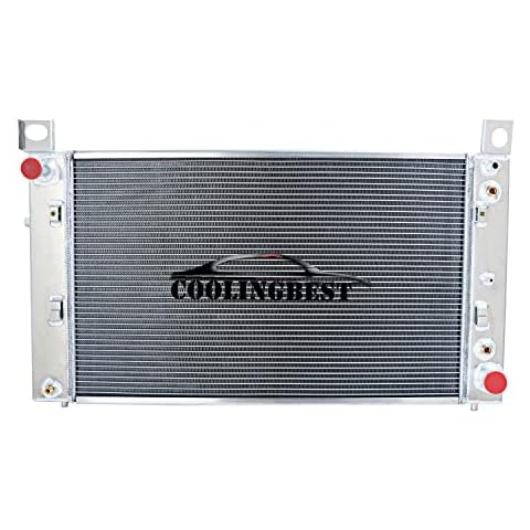 COOLINGBEST CU2334 Aluminum Radiators for Cadillac Escalade, Chevy Tahoe Suburban Silverado 1500 2500 Classic Tahoe, GMC Sierra Yukon XL V8 1999-2013, 3 Row Radiator Radiador Cover
