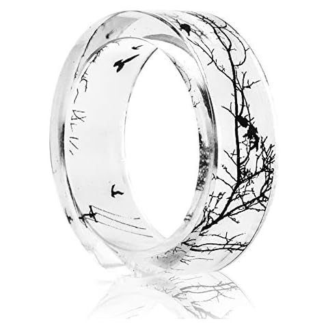 NDJEWELRY Handmade Jewelry Clear Resin Ring Branches Pattern Women's Engagement Wedding Promise Bands Size 11 Cover