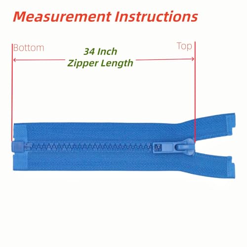 Image of YaHoGa 2PCS #5 34 inch Separating Jacket Zippers for Sewing Coats Jacket Zipper Replacement Plastic Zippers Bulk (34 inch Blue)
