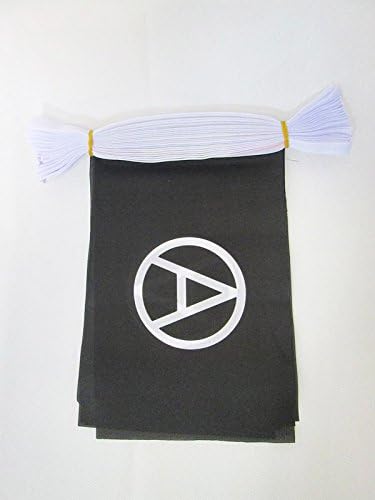 AZ FLAG Anarchy 6 meters BUNTING Flag 20 flags 9'' x 6'' - Arnachism Movement STRING flags 15 x 21 cm
