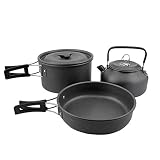 Picknick Camping Kochgeschirr Set Tragbarer Outdoor Wasserkocher PaPot Reise Aluminium Kochsets Utensilien Wandern Picknick Küchengeräte (Color : C)