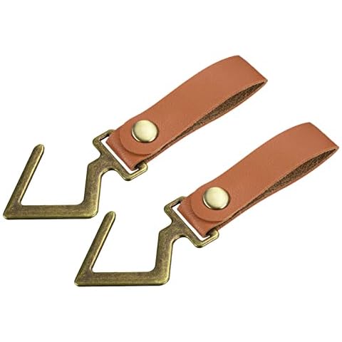 sourcing map PU Leather S Shelf Hooks for Camping Cover