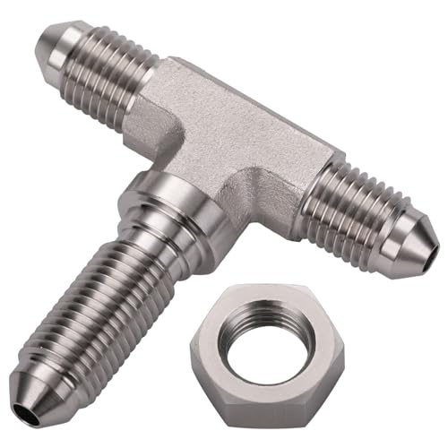 Podavelle 3AN Male Stainless Steel Bulkhead Tee T Brake Hose Fitting Adapter with Nut