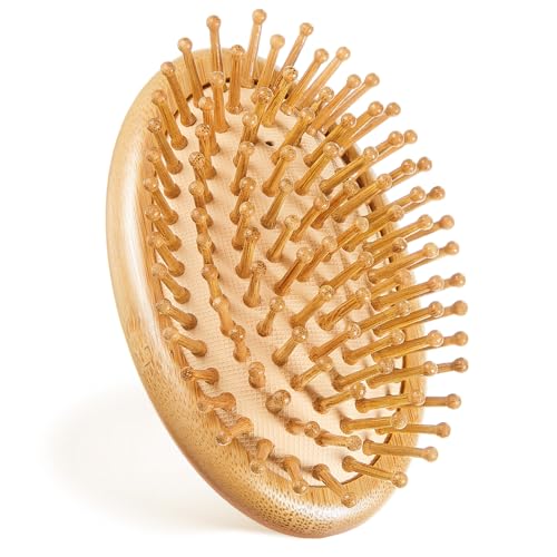 Weysat 1 Pack Bamboo Hair Brush Scalp Massager, Wooden Anti-Static Hairbrush Comb Bulk with Bamboo Bristles, Hair Care Tools for Self Care, Spa Gift Bags, Salon Supplies, Christmas Stocking Stuffer