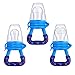 Baby Food Feeder 3 Pack Fresh Fruit Silicone Nipple Teething Toy Reusable Aching Gums Pacifier Blue by Mluchee