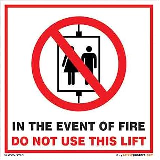 buysafetyposters.com - Do Not Use Lifts In Case Of Fire Safety Sign In English - PVC Sticker - (Square, 8 inch X 8 inch, M... Price In India