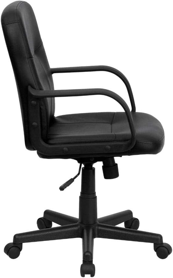 Flash Furniture Paulson Mid-Back Black Glove Vinyl Executive Swivel Office Chair with Arms