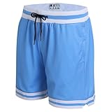 DEHANER Basketball Shorts for Men Women Lounge Striped Gym Tennis Sports Running Workout SweatShorts Casual Fashion Activewear,Light Blue Shorts,Men Size X-Large