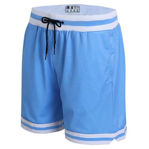DEHANER Basketball Shorts for Men Women Lounge Striped Gym Tennis Sports Running Workout SweatShorts Casual Fashion Activewear,Light Blue Shorts,Men Size X-Large
