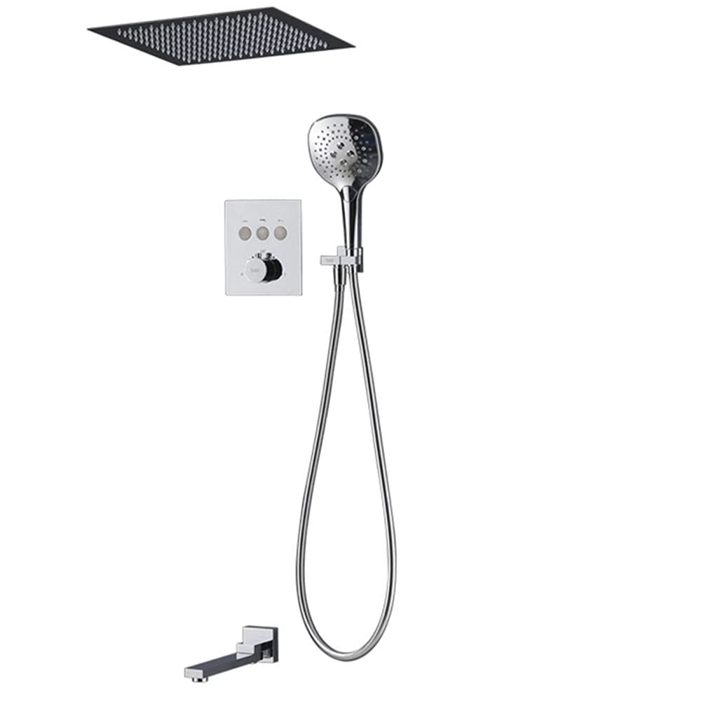 Kit de douche chromé thermostatique encastré avec mitigeur B