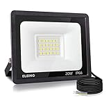 ELEING Proyector LED Exterior 20W 1600LM 6500K (Blanco Frío) Super Brillante Impermeable IP66 Resistente al agua Foco led para Porches,Estadio