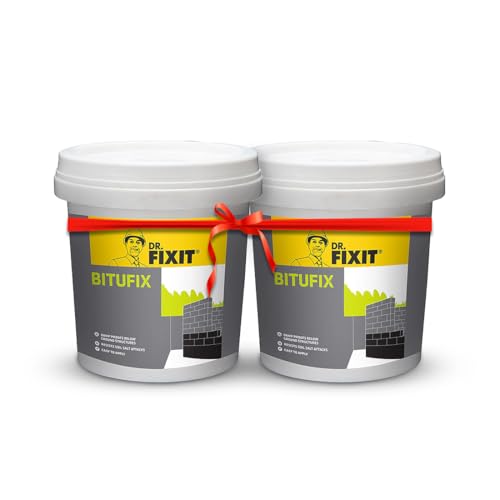 Image of Dr. Fixit BITUFIX, Below Ground Waterproofing - 5 KG, for Damp Proofing course like Footing, Masonry Wall, Neck Columns, and Plinth Beam & DPC. Resist Salt Attacks.pack of 2