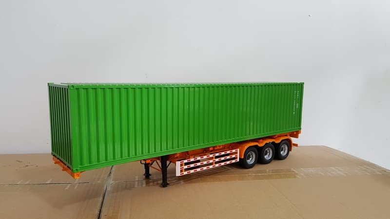 Camion FLOZ 1/24 réplique miniature avec conteneur vert et châssis jaune rigide