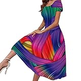 Summer Dress for Women Floral Print Elegant Short Sleeve Flowy Maxi Long Dress Casual Fashion Party Daily Dress