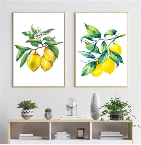 Impression Citron pour la Cuisine Tableau Abstrait Bonsaï Toile 60x70
