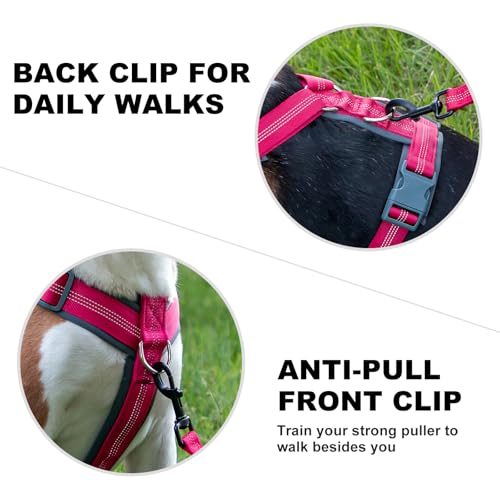 Plutus Pet No Pull Dog Harness, Adjustable Nylon Harness with Soft Padding, Reflective and Heavy Duty Dog Harness for Small, Medium, Large Dogs(Hot Pink, M) - Image 3