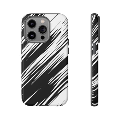 Coque iPhone 14 Pro rigide mate Speedlines noir et blanc antichoc