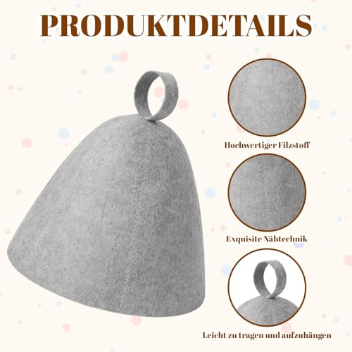 Saunahut Damen, Saunamütze, Saunahut Herren, 3 Stück Sauna Mützen Set in Weiß Grau Schwarz, Wiederverwendbare Sauna Kopfbedeckung für Frauen und Männer, Atmungsaktives Material, Einfache Reinigung, Id