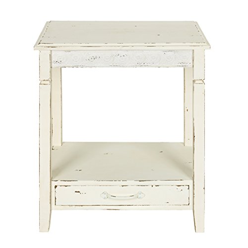 Kate And Laurel Idabelle Wood Side Table With Drawer, Cream #TOP4