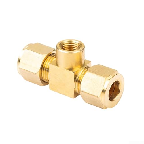 Brass T Compression Fitting for Connecting Round Pipe in Household and Light Industrial Liquid Treatment Systems (1)