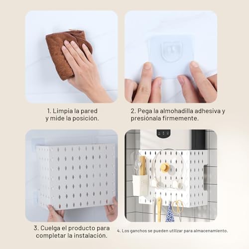 Kit combinado de tablero perforado y estante de almacenamiento de pared 7