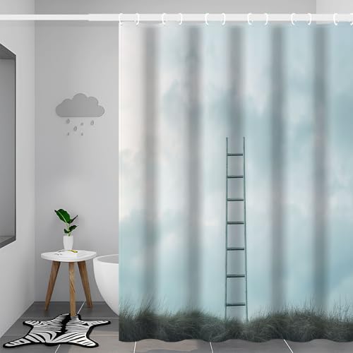 Rideau de douche polyester 240 x 200 cm rideau baignoire lavable avec crochets