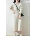 SAeWare Damen Strickkleid aus fester Wolle, verdicktes Kleid, Herbst, Winter, Midi, lockerer Boden, Rundhalsausschnitt, Dunkelgrau, Größe XL