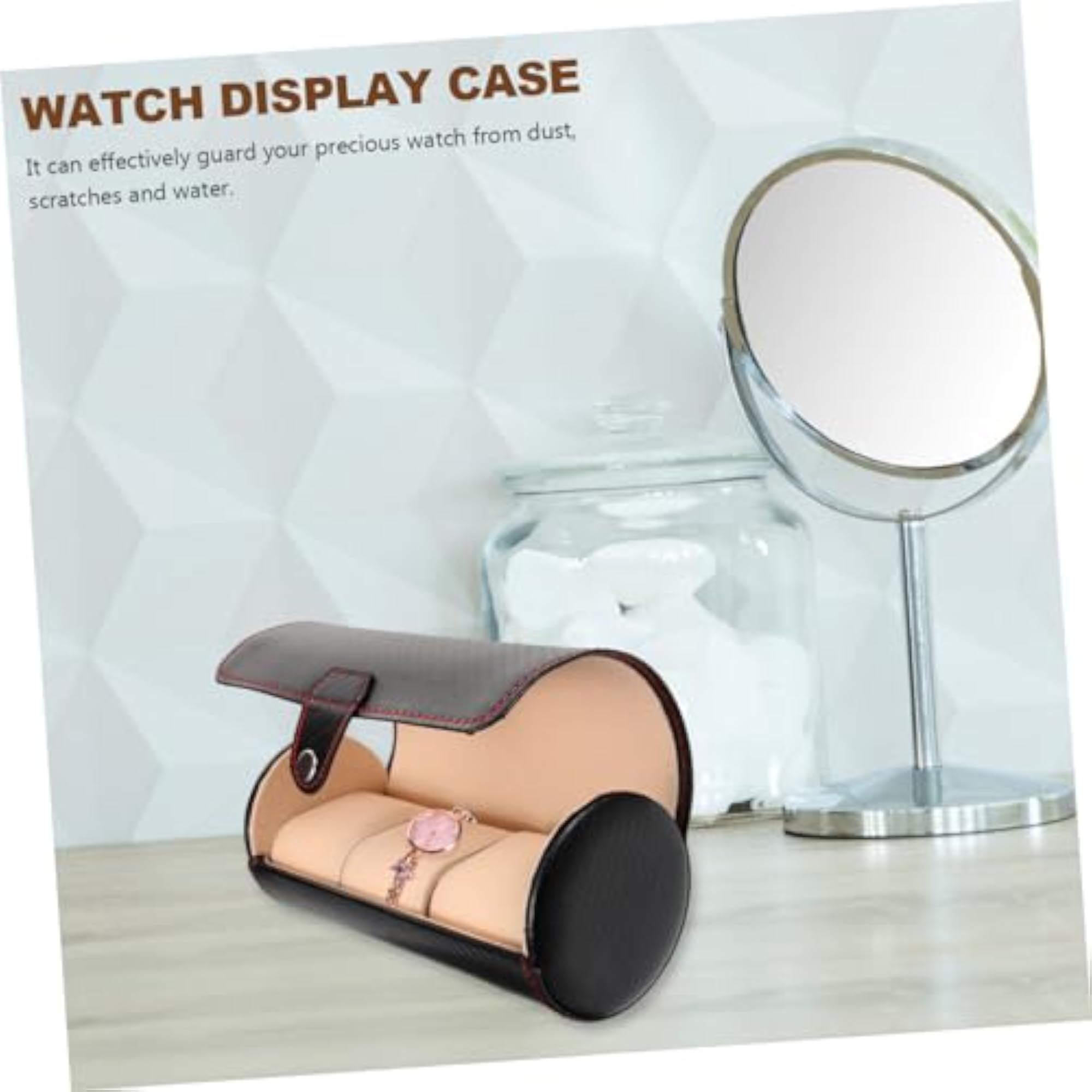 Compact PU Watch Storage Box for Men, Travel Organizer