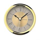 Reloj de cuarzo DIY de 89 mm con números arábigos, movimiento de repuesto para reparación de relojes y manualidades, con lente transparente y borde dorado (dorado)