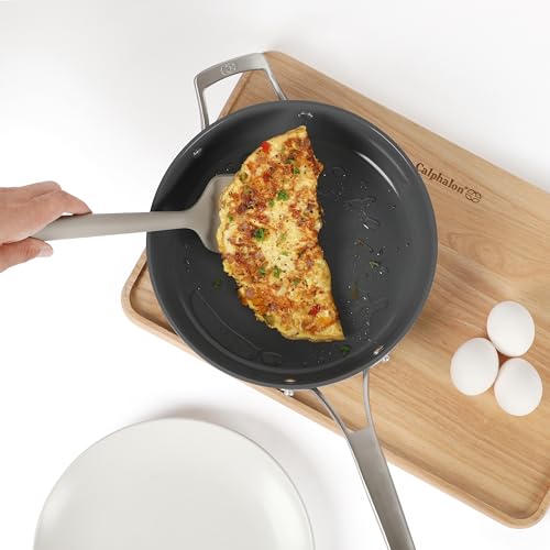 Image of Calphalon Edge Silicone Turner, Flexible Silicone Cooking Spatula with Reinforced Core, Heat-Resistant Nonstick-Safe Turner for Flipping & Cooking, Taupe