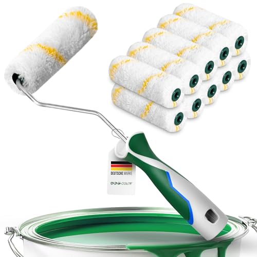 Farbwalzen Set – 10 Stück 10 cm Farbroller mit Gelbfaden &...