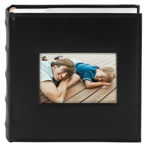 Photo Album Hold 200 4x6 Photos with Front Window for DIY (Black)