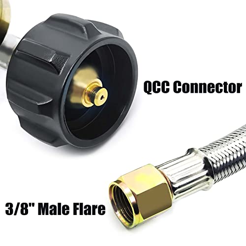 Nqn Upgraded 6 Ft Stainless Braided Propane Regulator Hose With Gauge, Qcc1 Propane Adapter Hose Regulator For 20Lb Tank With Elbow Adaptor, Replacement Part For Blackstone Weber Lp Gas Grill Heater #TOP3