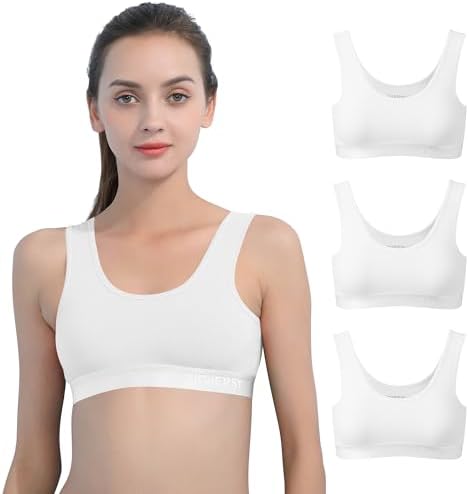 INNERSY Bustier Mädchen Baumwolle Sport BH ohne Bügel Bralette Mehrpack 3 | Sports Bra Kinder bis Teenager 6-16 Jahre, Bauchfreie Tops mit Breiten Trägern, Bügelloser Büstenhalter