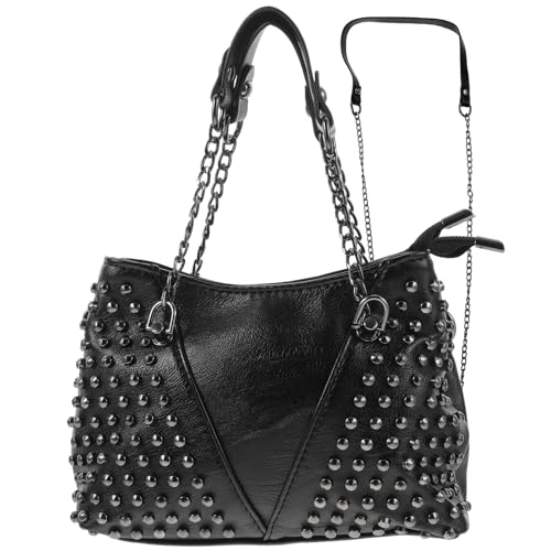 Sac à bandoulière rivet noir spacieux pour filles stylées et ados actives