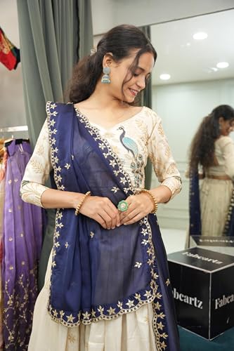 Image of Fabcartz Self Design Semi Stitched Lehenga Choli for Women