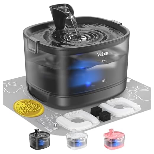 Veken 85oz/2.5L Cat Water Fountain with Detachable Tank & Secure Clips, D1