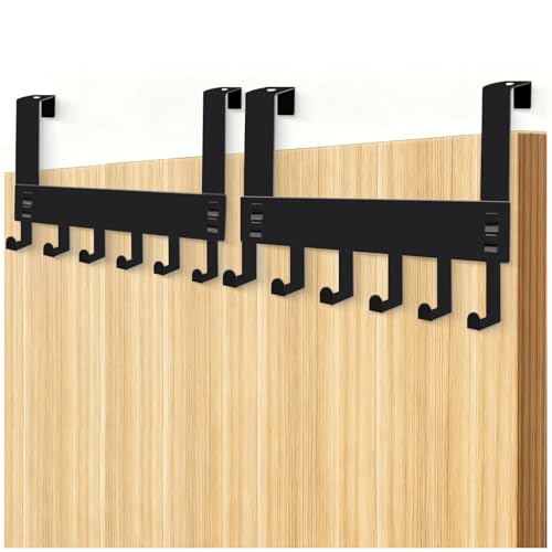 Primasage 2 Pièces Porte Manteau pour Porte,Crochet de Porte en Acier Inox avec 6 Crochets, Cintre Économisez de L'espace Patère de Porte À Suspendre pour...