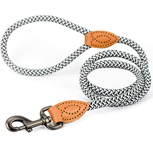 ne&no® Hundeleine (schwarz/weiß/grau) Tauleine für Hunde I Trainingsleine für Hunde I Führleine rund, geflochten I Handschlaufe Seilleine Hund I Cityleine I 1.2m Dog Leash
