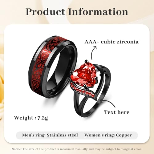 2 PCS Personalized Promise Rings for Couples Custom Wedding Rings for Him and Her Engraved Couples Rings Set His and Her Wedding Bands Engagement Gift2
