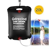 [page_title]-Qdreclod Campingdusche Solardusche Tasche, 20L Tragbare Solar Gartendusche Outdoor Warmwasser Dusche Reisedusche mit Duschkopf, Schlauch, Griffstange und Seil zum Aufhängen